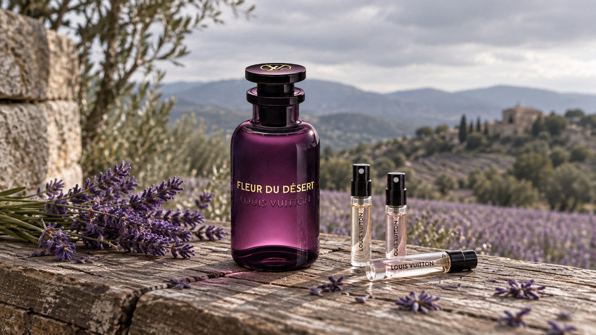 Louis Vuitton Fleur du Désert a vzorky v levandulové krajině