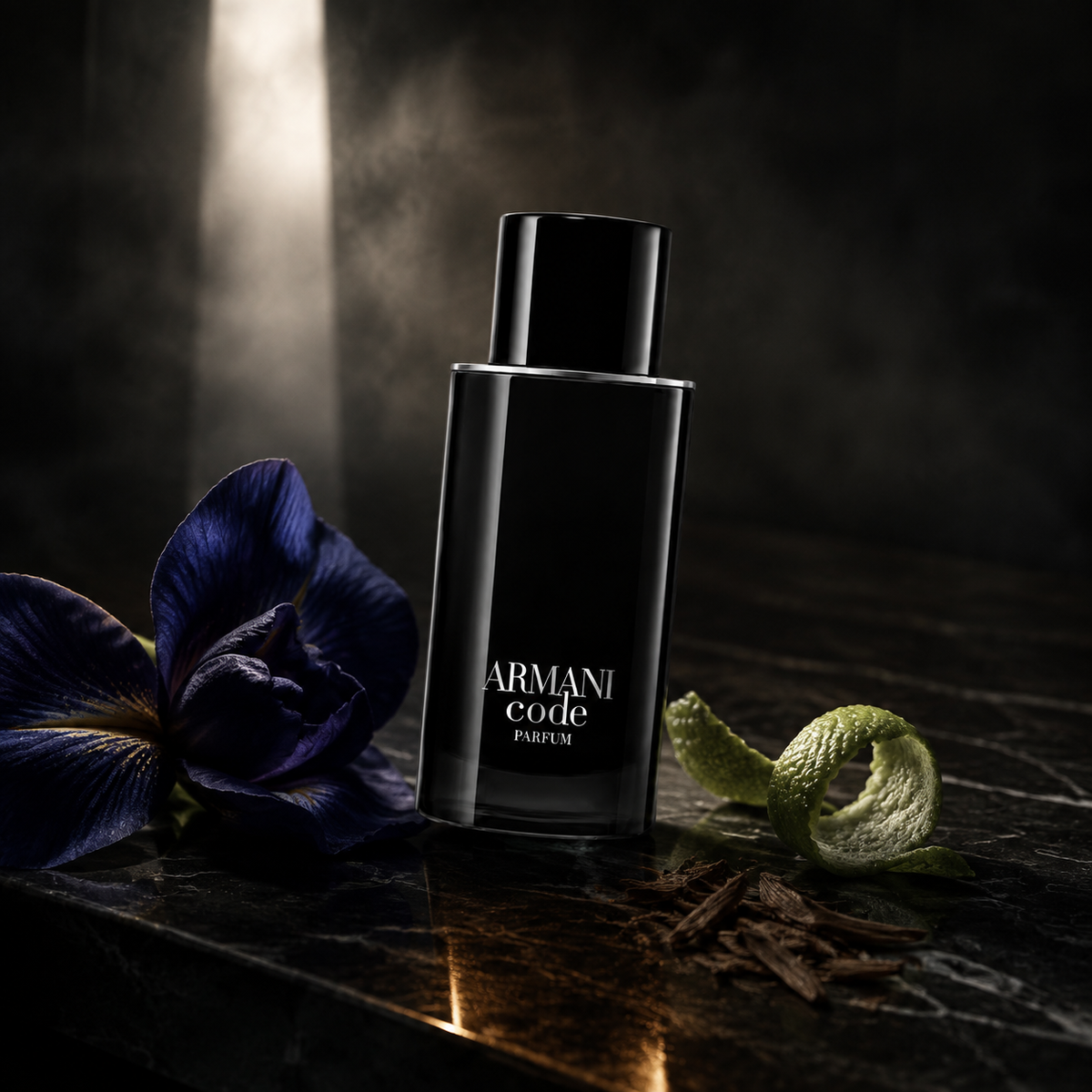 Armani Code Parfum v temném zátiší s bergamotem, kosatcem, tonkou a cedrem – MrRizz