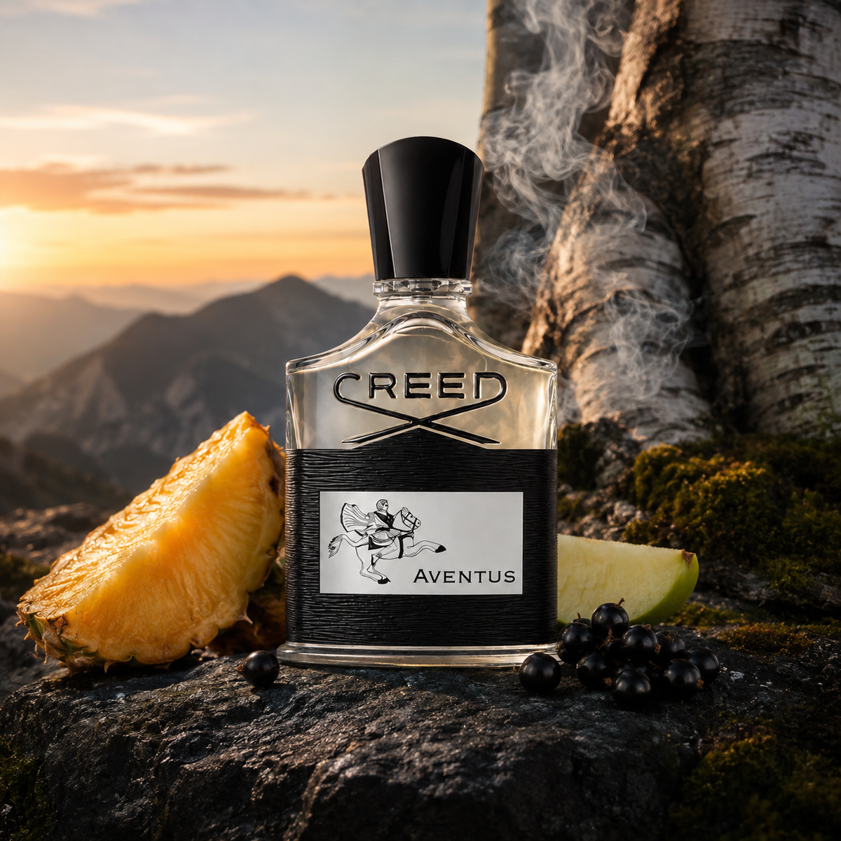 Creed Aventus v emocionální horské scéně s ananasem, černým rybízem a březovým kouřem – MrRizz