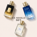 Ex Nihilo set – unisex – součásti parfémového setu na jednotném světlém pozadí – MrRizz
