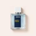 Flakon Mexx Simply Fresh EDT 50 ml na béžovém pozadí – MrRizz
