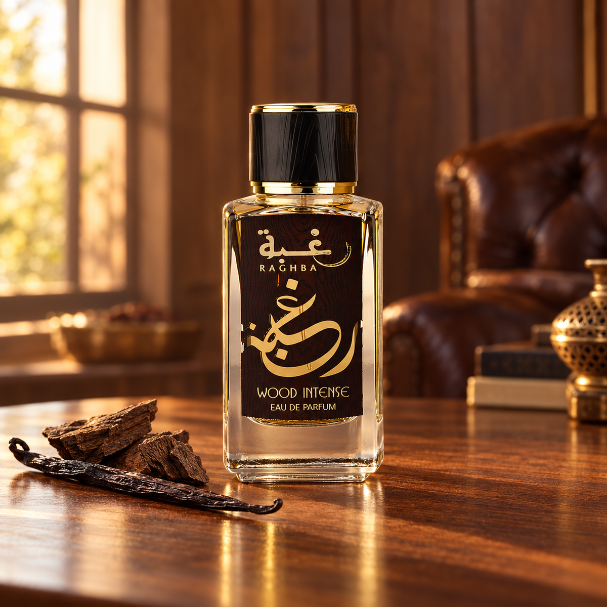 Lattafa Raghba Wood Intense EDP 100 ml – produkt v prostředí
