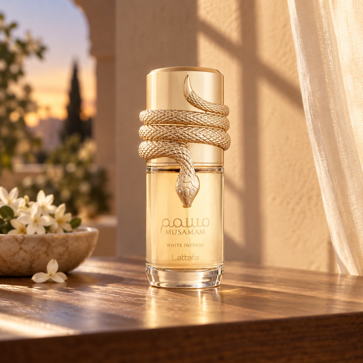 Lattafa Musamam White Intense EDP 100 ml – produkt v prostředí