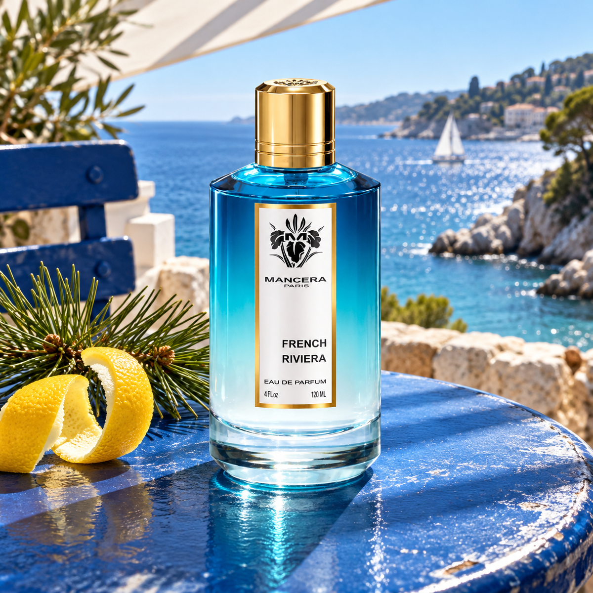 MANCERA French Riviera EDP 120 ml – produkt v prostředí