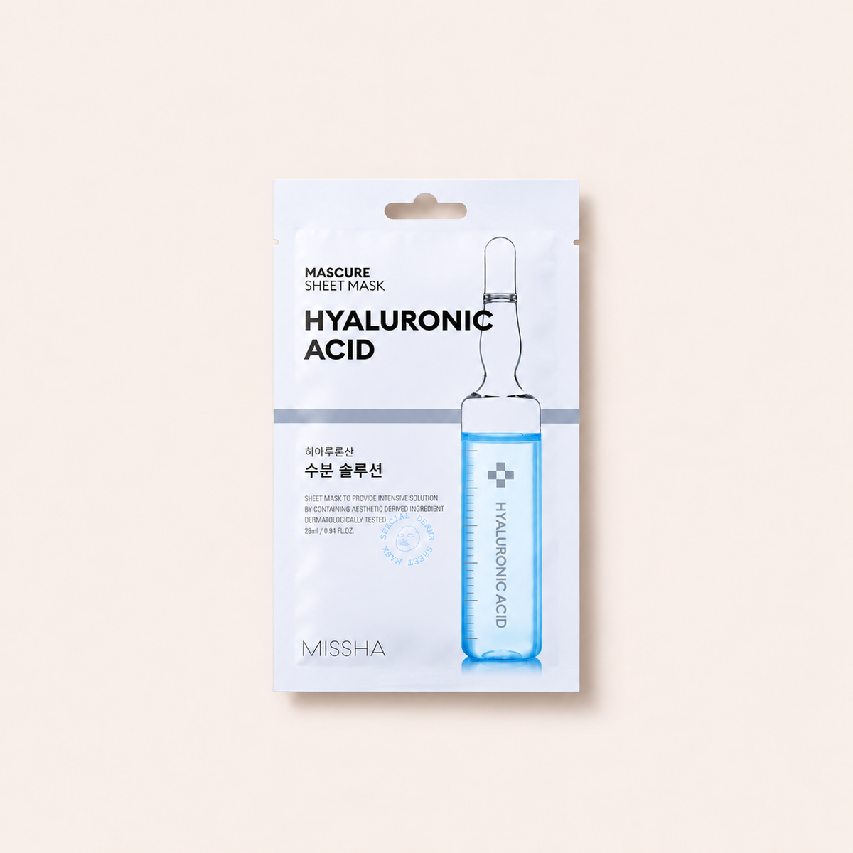 Missha Mascure Sheet Mask Hyaluronic Acid 28 ml – titulní produktová fotografie – MrRizz