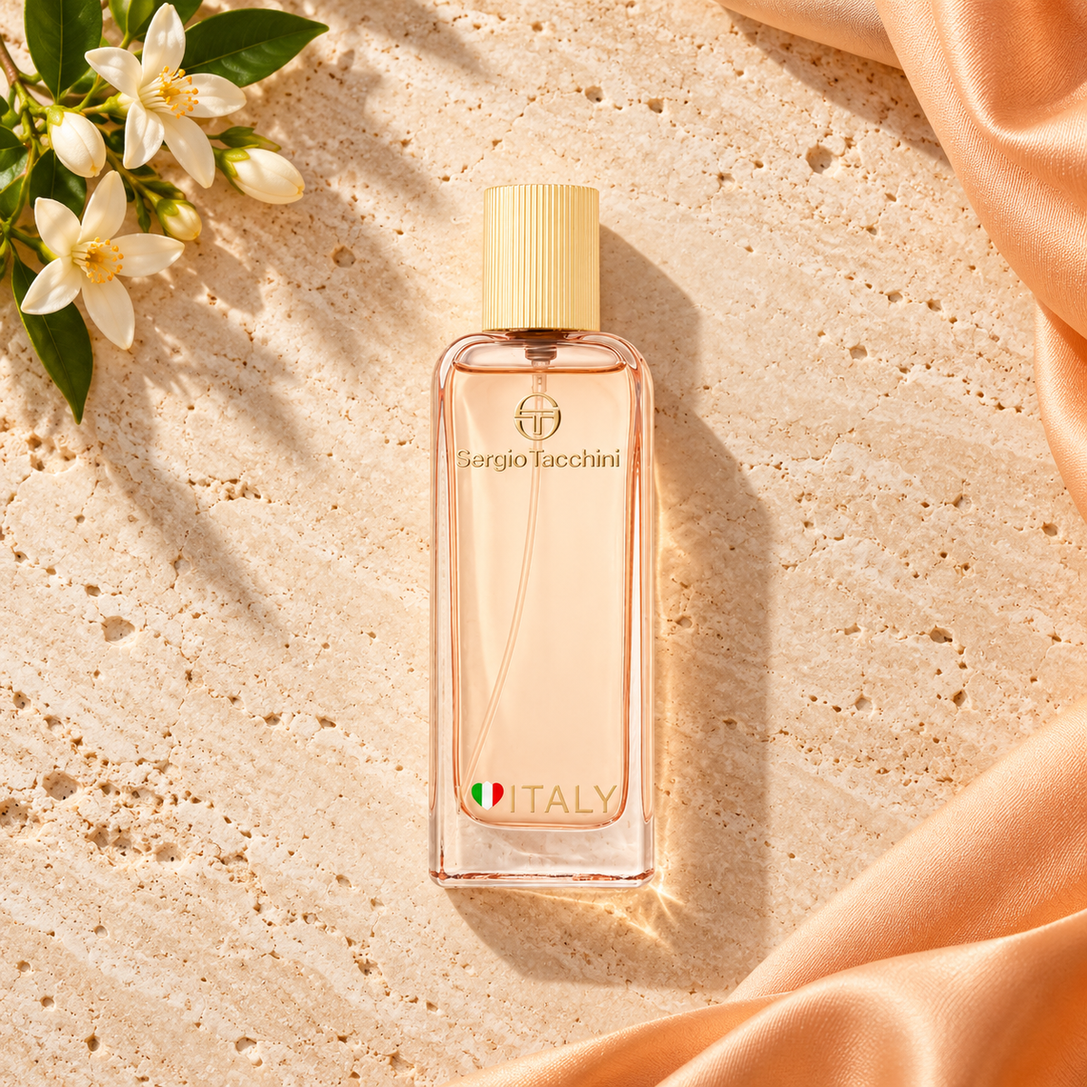 Sergio Tacchini I Love Italy EDT 50 ml – parfém v prostředí, pohled shora s bočním stínem