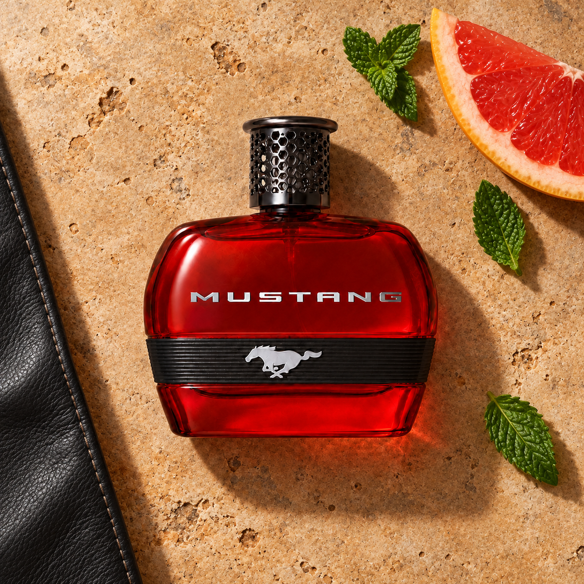 Ford Mustang Mustang Red EDT 100 ml – parfém v prostředí, pohled shora s bočním stínem