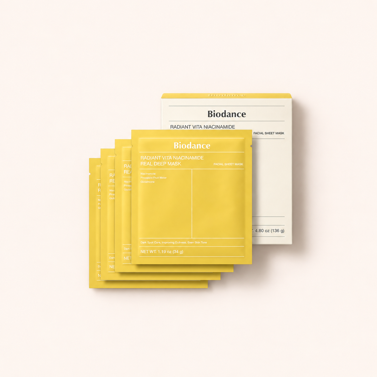 Biodance Radiant Vita Niacinamide Real Deep Mask 4x34 ml