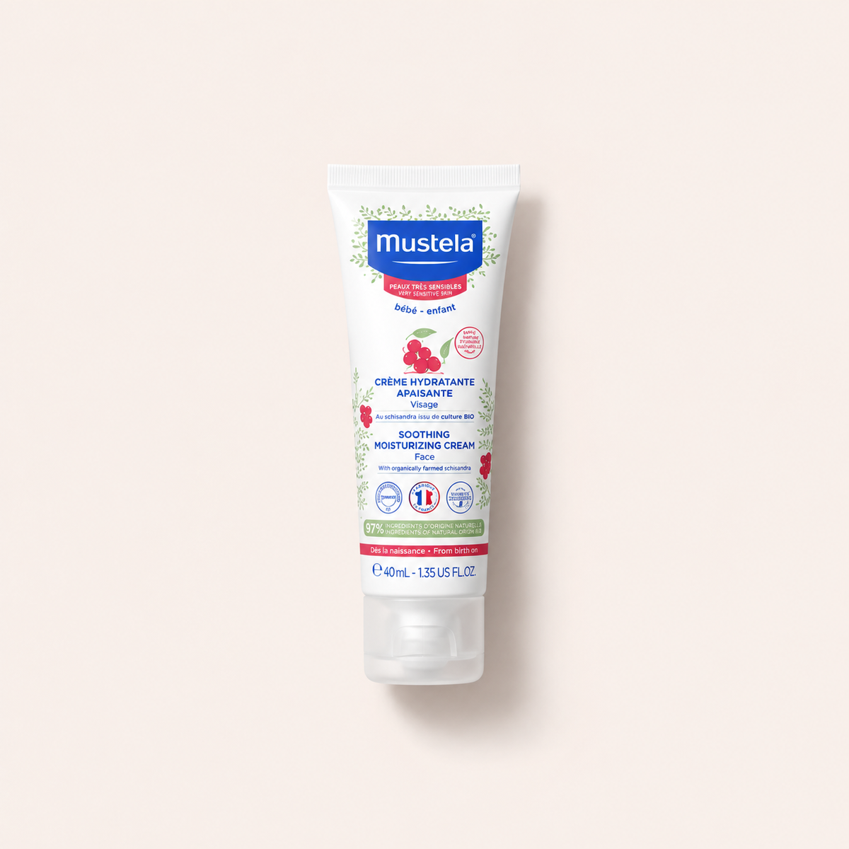 Mustela Bébé Soothing Moisturizing Face Cream 40 ml – denní pleťový krém – MrRizz