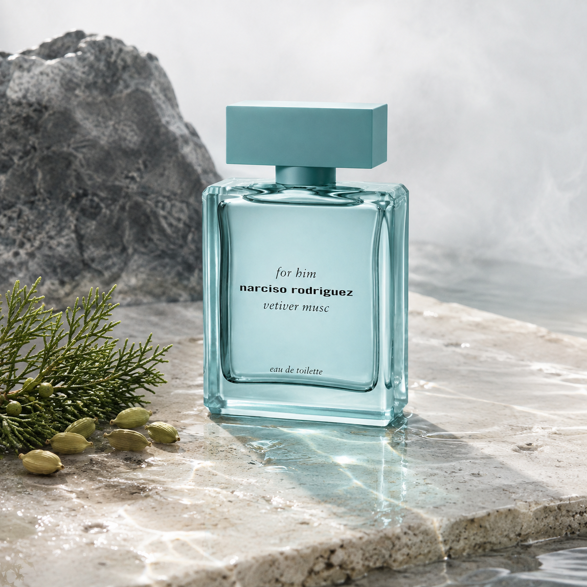 Narciso Rodriguez Vetiver Musc v minerálním zátiší s cypřišem a kardamomem – MrRizz