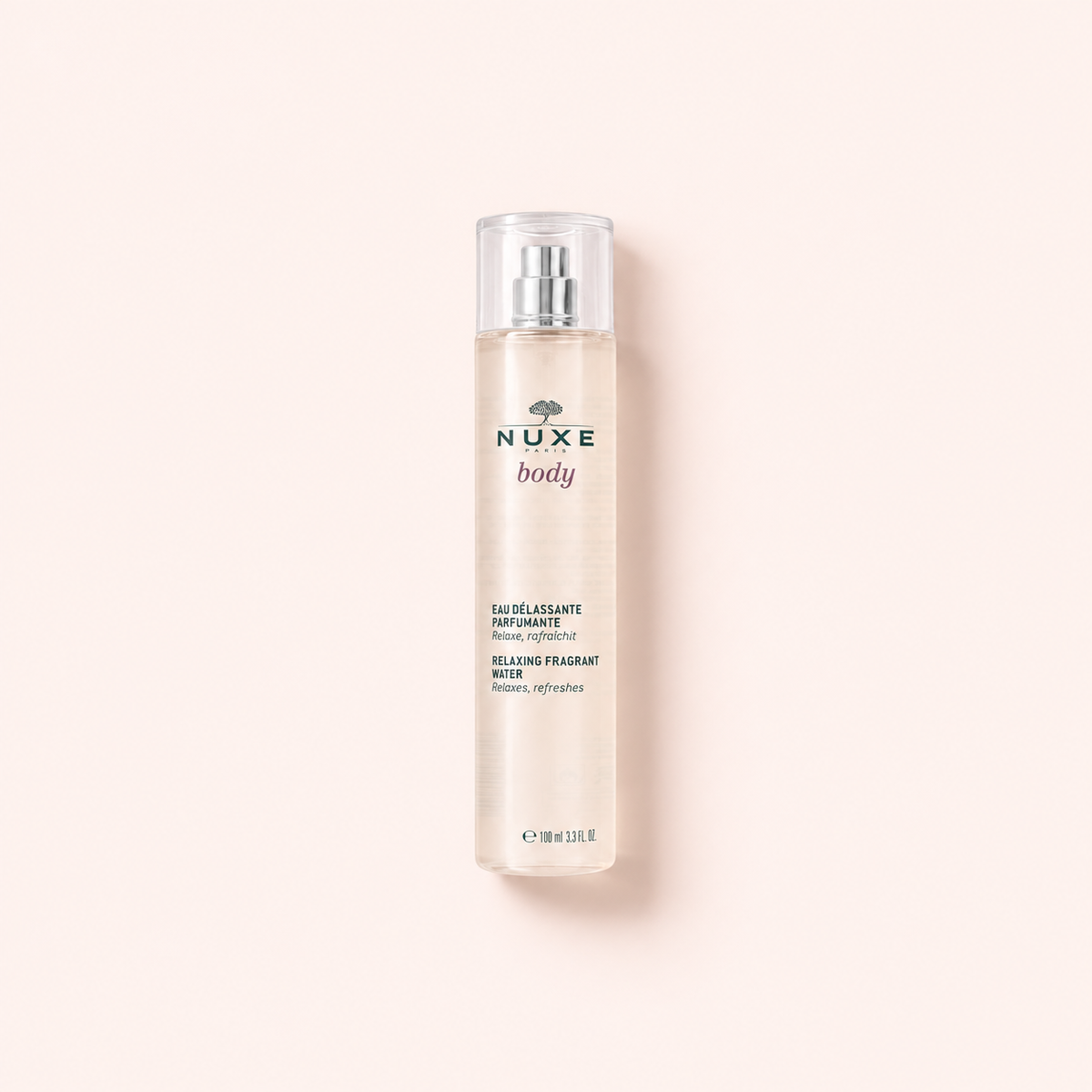 NUXE Body Relaxing Fragrant Water 100 ml na teplém světlém pozadí – MrRizz