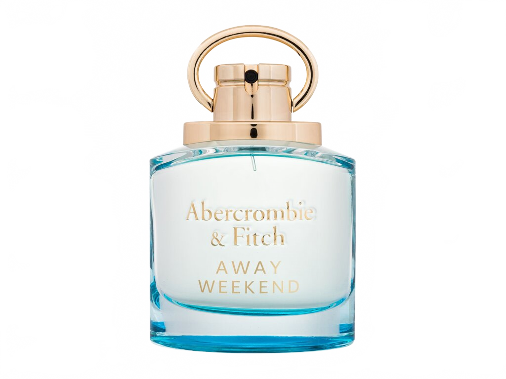 Flakon Abercrombie & Fitch Away Weekend EDP 100 ml na béžovém pozadí – MrRizz