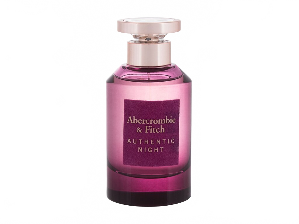 Flakon Abercrombie & Fitch Authentic Night EDP 100 ml na béžovém pozadí – MrRizz