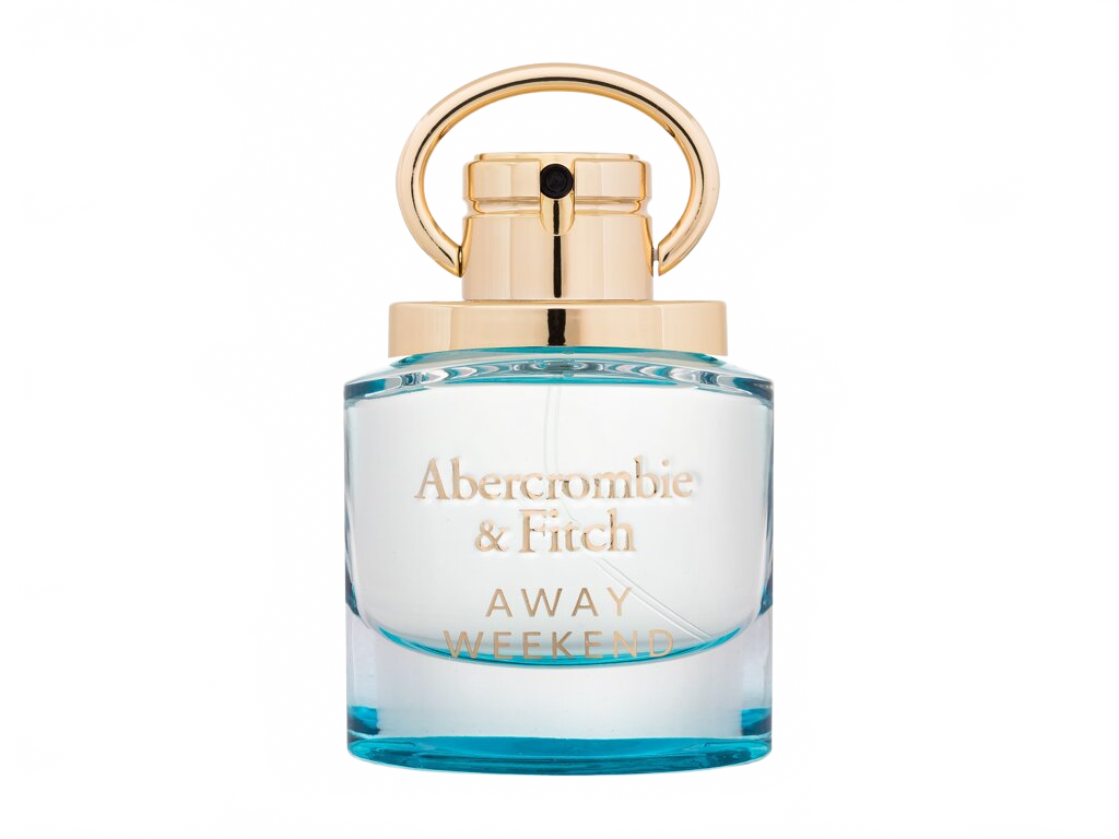 Flakon Abercrombie & Fitch Away Weekend EDP 50 ml na béžovém pozadí – MrRizz