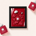 Parfemovy obraz Amouage Love Hibiscus v cernem ramu - ilustracni fotografie