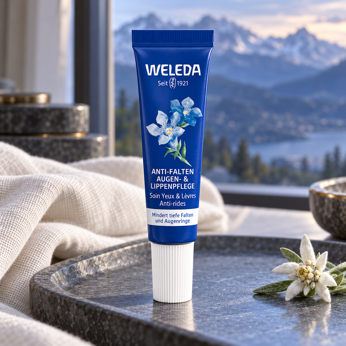 Weleda Blue Gentian & Edelweiss Contouring Eye & Lip Cream 10 ml – atmosférická fotografie – MrRizz