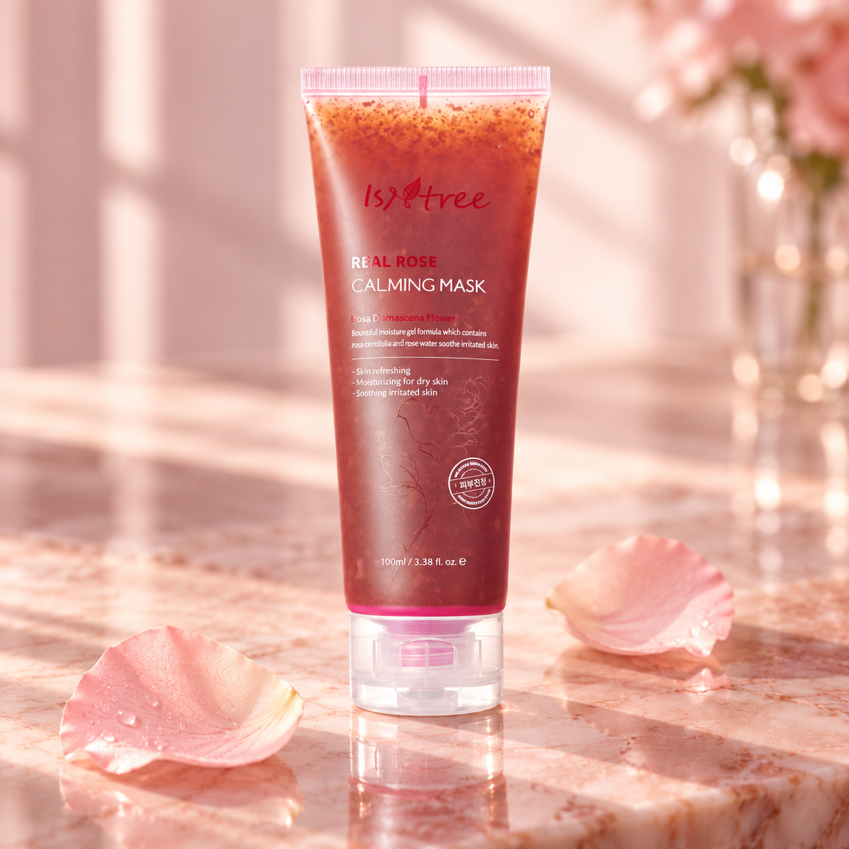 Isntree Real Rose Calming Mask 100 ml – atmosférická fotografie – MrRizz