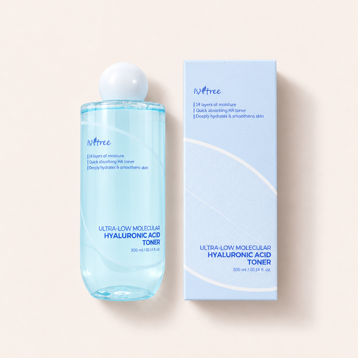Isntree Ultra-Low Molecular Hyaluronic Acid Toner 300 ml – produkt s obalem – MrRizz