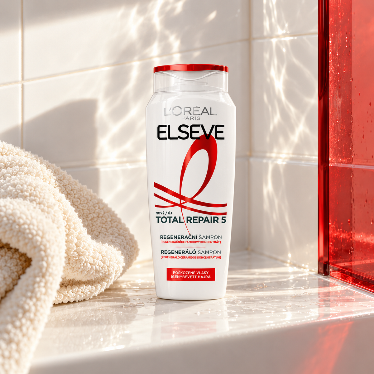 L'Oréal Paris Elseve Total Repair 5 Regenerating Shampoo 250 ml – atmosférická fotografie – MrRizz