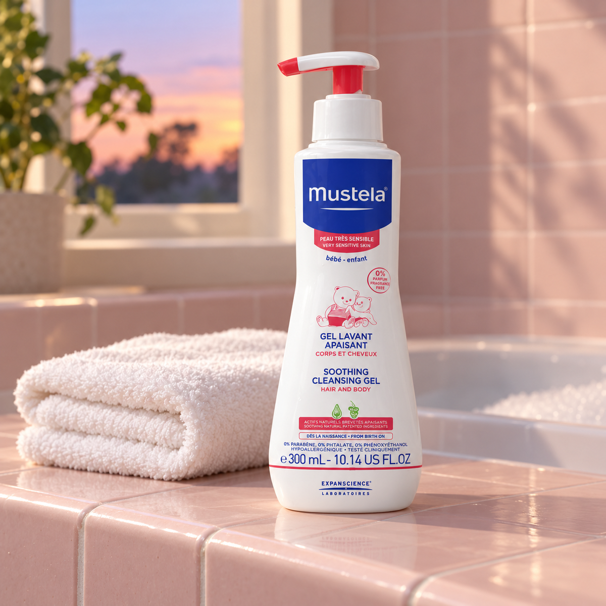 Mustela Bébé Soothing Cleansing Gel 300 ml – atmosférická fotografie – MrRizz