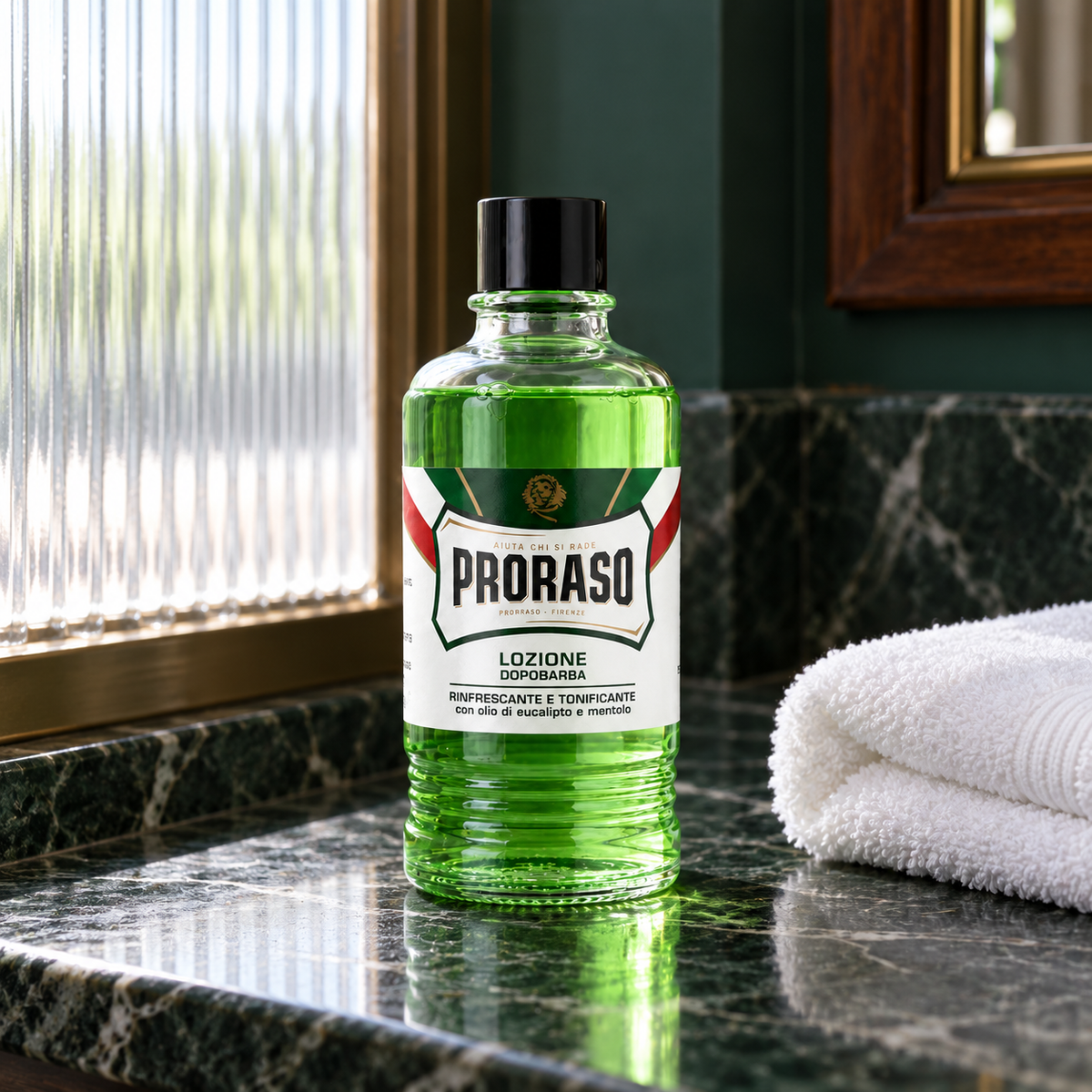 PRORASO Green After Shave Lotion 400 ml – atmosférická fotografie – MrRizz