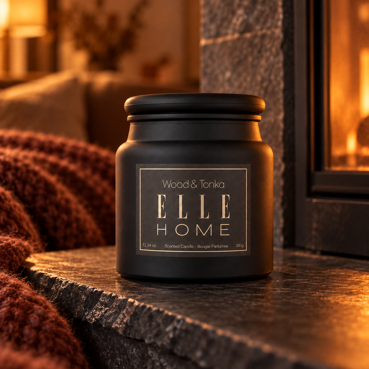 Elle Home Wood & Tonka 350 ml – atmosférická fotografie – MrRizz